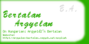 bertalan argyelan business card